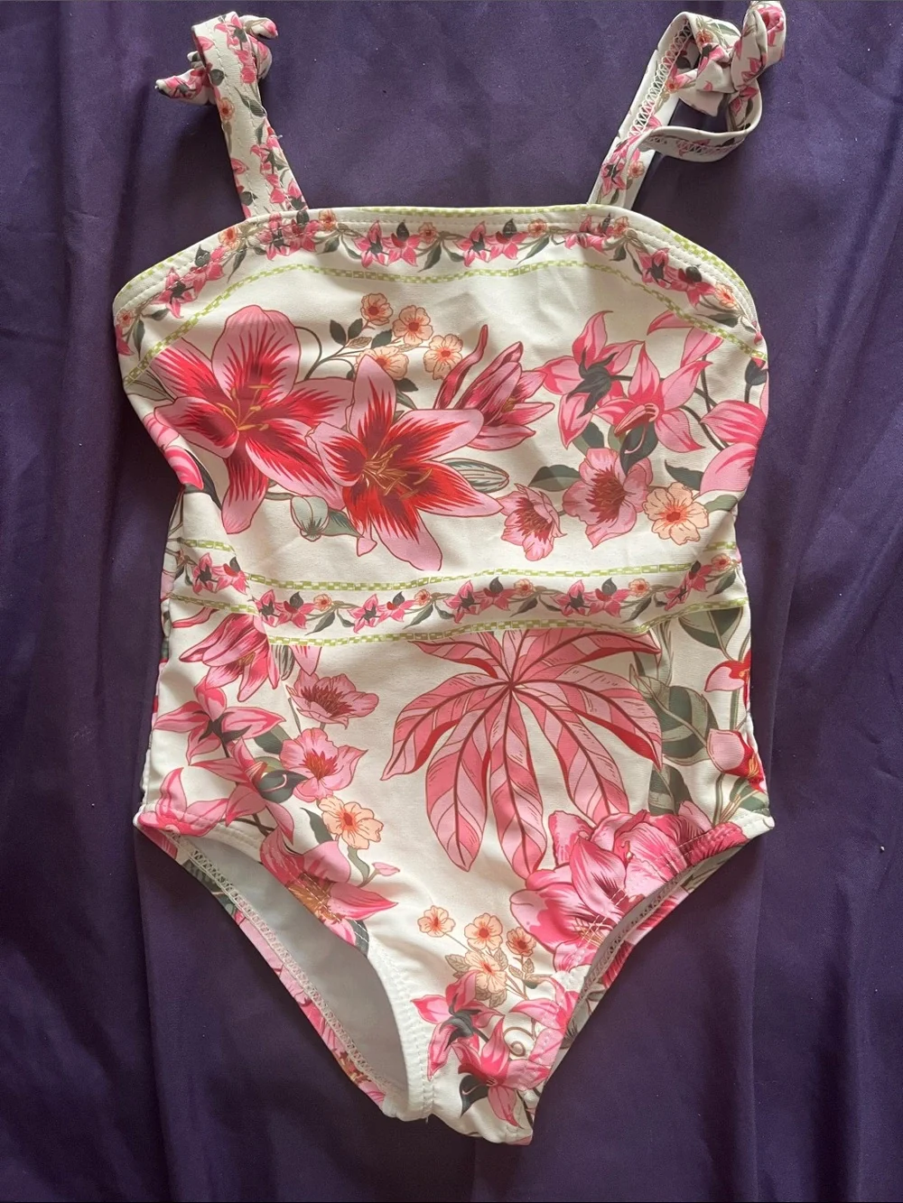 Girls' Pink Floral One-Piece Swimsuit - Kids Swim